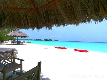 Thatched roof on beach