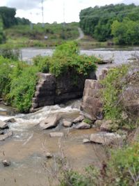 Scenic view of river flowing through rocks