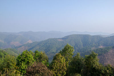 Scenic view of mountains against clear sky