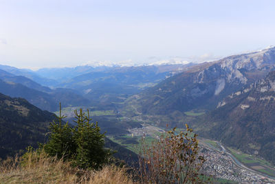 Scenic view of mountains against sky