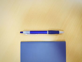 High angle view of pen on table