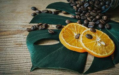 Close-up of orange fruits on table