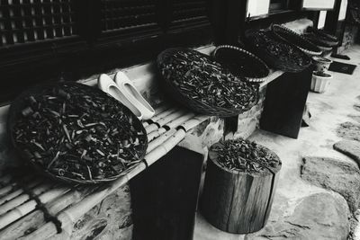 Close-up of mushrooms on table