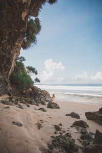 Scenic view of beach against sky