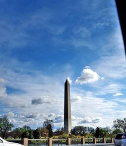 Low angle view of built structure against blue sky