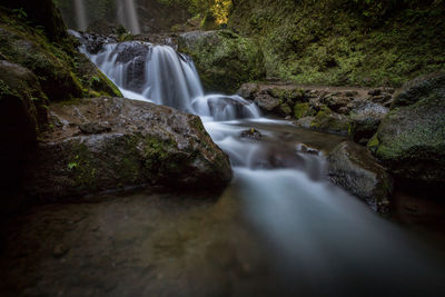 View of waterfall in forest