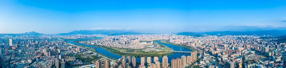 High angle view of buildings in city