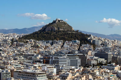 High angle view of townscape against sky