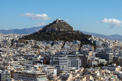 Lykabettos hill seen from the acropolis, athens