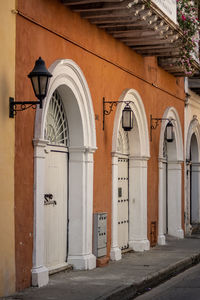 Closed door of building