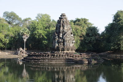 View of statue in lake