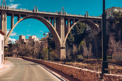 Low angle view of san jordi bridge over road