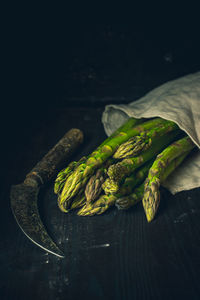 Close-up of vegetables against black background