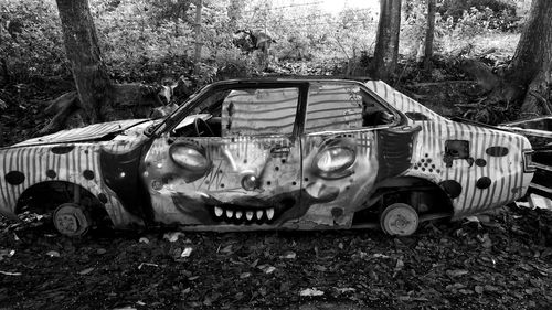 View of abandoned car