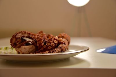 Close-up of dessert in plate on table