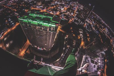 View of illuminated city at night