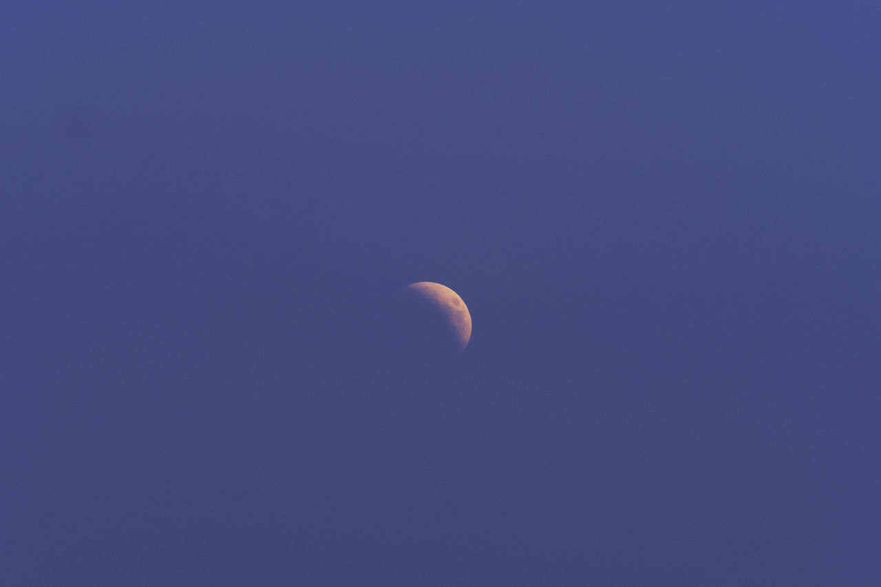 LOW ANGLE VIEW OF MOON IN SKY