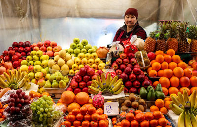 Lady at fruitmarket bishkek kyrgyzstan