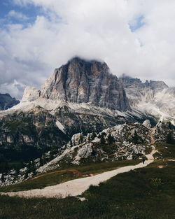 Scenic view of rocky mountains against sky