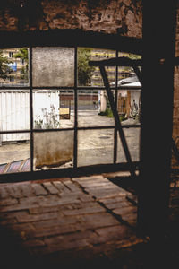 View of buildings through window