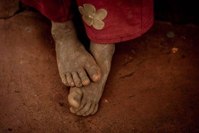 Close-up of the feet of a child