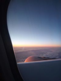 View of sky seen through airplane window