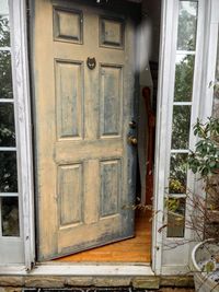 Closed wooden door