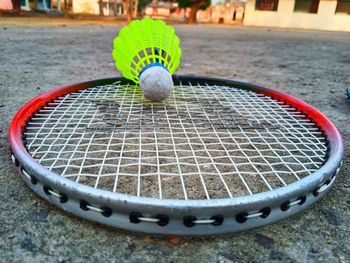 High angle view of ball on street