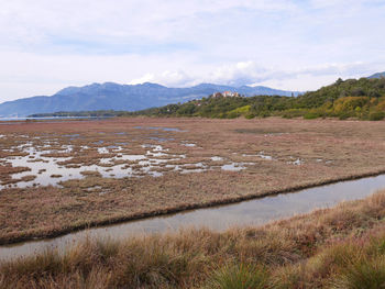 Scenic view of lake against sky