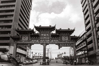 Low angle view of buildings in city