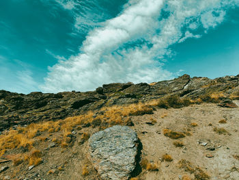 Scenic view of mountain against sky