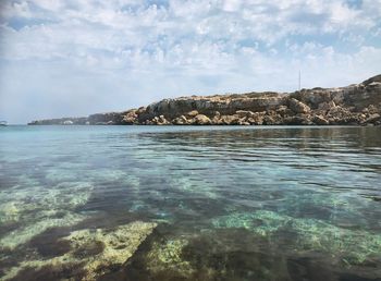 Scenic view of beach against sky