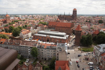 High angle view of townscape against sky