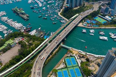 High angle view of harbor