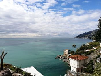 High angle view of sea against sky