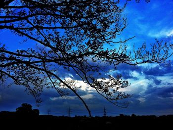 Silhouette of trees against cloudy sky