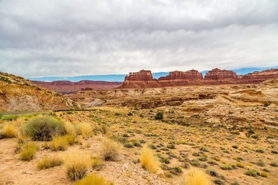 Scenic view of landscape against cloudy sky
