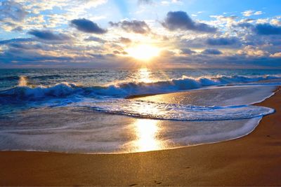 Scenic view of sea at sunset