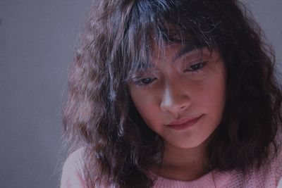 Close-up portrait of a beautiful young woman