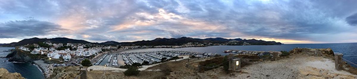 Panoramic view of city at seaside