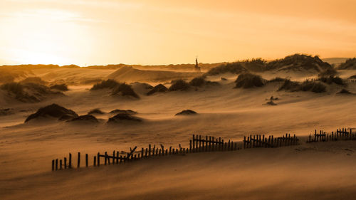 Scenic view of landscape against sky during sunset