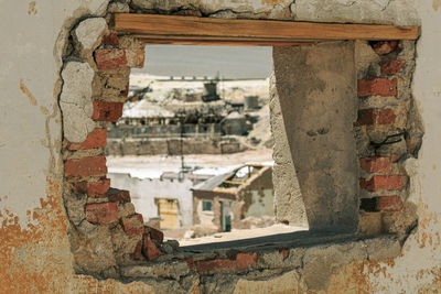 Damaged wall of old building