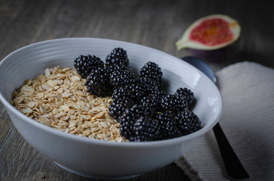 High angle view of breakfast on table