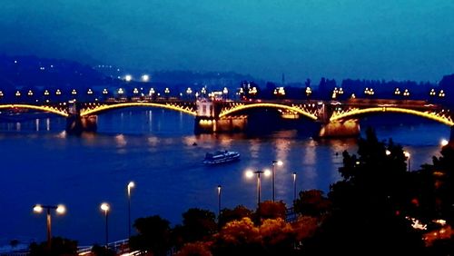 Bridge over river at night