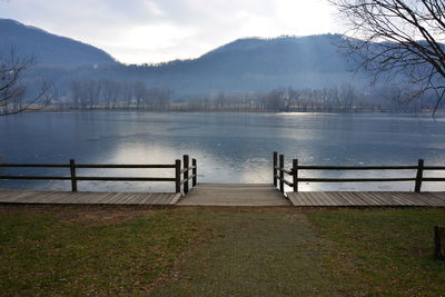 Scenic view of lake against sky