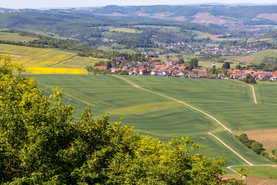 High angle view from the lemberg of duchroth at river nahe, rhineland-palatinate, germany