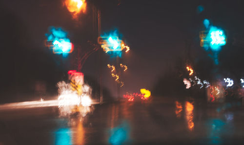 Firework display at night