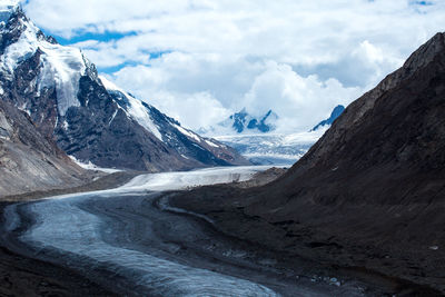 Scenic view of mountain range with valley