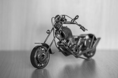 Figurine motorcycle on table