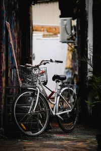 Bicycle parked on street